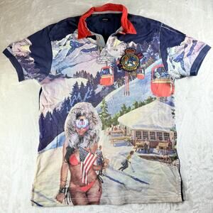 Akoo Polo Shirt Men's 3XL Ski Resort "Black Ice and Snow Bunnies" Cotton Rugby